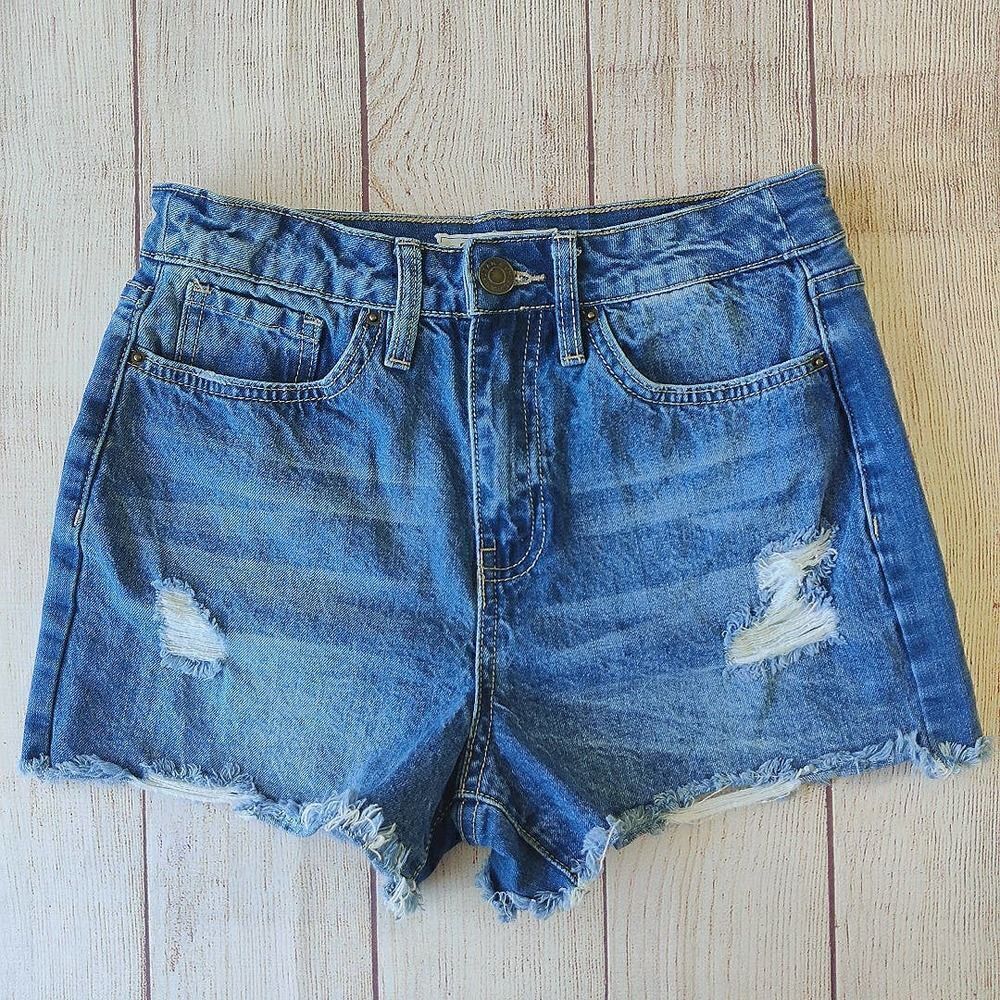 YMI Jeans Dream distressed 3" cutoff denim shorts 7/28